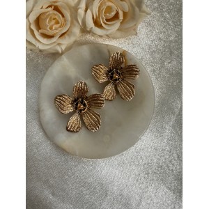 Marka Model Siyah Gold Çiçek Küpe