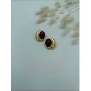 Bordo Detay Gold Küpe
