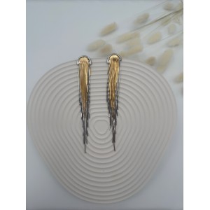 Premium Uzun Gold & Silver Küpe