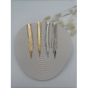 Tasarım Uzun Gold Küpe 