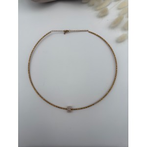 Çelik Choker Baget Taş Detay Kolye