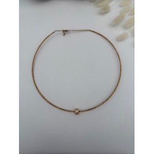 Çelik Choker Zirkon Taş Detay Kolye